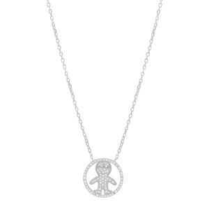 COLAR PRATA FIO ARO E MENINO COM ZIRCÔNIAS DE CRISTAL
