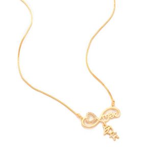 COLAR FOLHEADO A OURO INFINITO COM MÃE, CORAÇÃO E MENINO