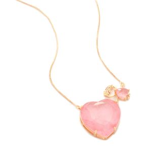 COLAR FOLHEADO A OURO MENINA E CORAÇÃO COM PEDRAS
