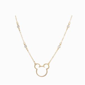 COLAR FOLHEADO A OURO INFANTIL COM ROSTO DO MICKEY E ZIRCÔNIAS