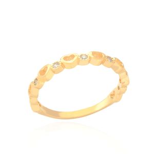 ANEL FOLHEADO A OURO MINI CORAÇÕES E ZIRCÔNIAS