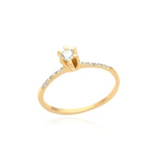 ANEL FOLHEADO A OURO MINI ZIRCÔNIA COM CRISTAL