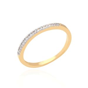 ANEL FOLHEADO A OURO MEIA ALIANÇA COM ZIRCÔNIAS CRISTAL