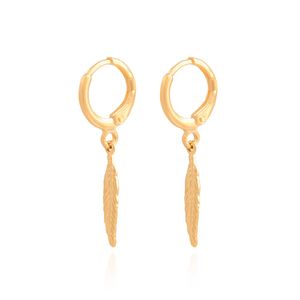 BRINCO FOLHEADO A OURO ARGOLA COM FOLHA LISA