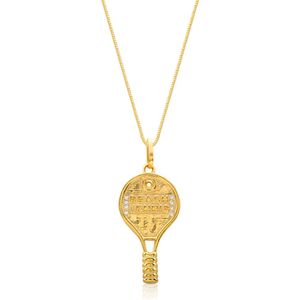 COLAR FOLHEADO A OURO VENEZIANO COM RAQUETE TRABALHADA