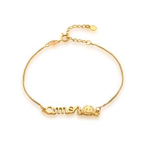 PULSEIRA FOLHEADO A OURO VENEZIANA COM AMOR E ROSTO DE MENINA