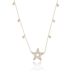 COLAR FOLHEADO A OURO FIO COM ZIRCÔNIA E ESTRELA GRANDE