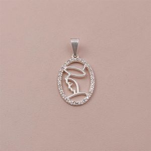 PINGENTE PRATA ARO DE ZIRCÔNIAS COM NOSSA SENHORA LISA