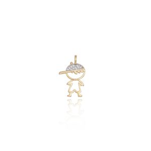 PINGENTE FOLHEADO A OURO MENINO COM ZIRCÔNIA