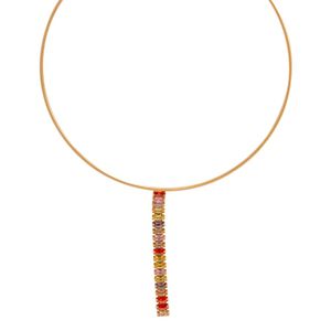 ARO FOLHEADO A OURO FIO DE ZIRCÔNIAS MULTICOLORIDAS