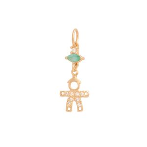 PINGENTE FOLHEADO A OURO MENINO ZIRCÔNIAS CRISTAL