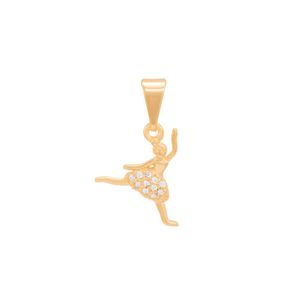 PINGENTE FOLHEADO A OURO BAILARINA LISA E DE ZIRCÔNIAS