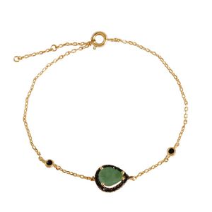 PULSEIRA FOLHEADO A OURO PEDRA GOTA COM ZIRCÔNIAS