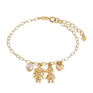 PULSEIRA FOLHEADO A OURO MENINO E MENINA LISOS