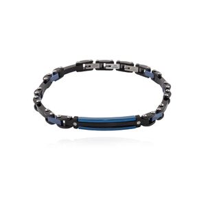 BRACELETE AÇO COM BLACK E AZUL METÁLICO COM ZIRCÔNIAS