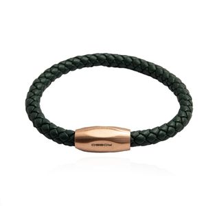 BRACELETE COURO TODO TRANÇADO COM FRECHO
