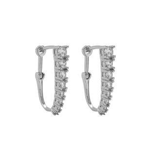 BRINCO RÓDIO ARGOLA OVAL COM ZIRCÔNIAS E FECHO DE TRAVA