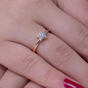 ANEL FOLHEADO A OURO COM ESTRELA DE ZIRCÔNIA