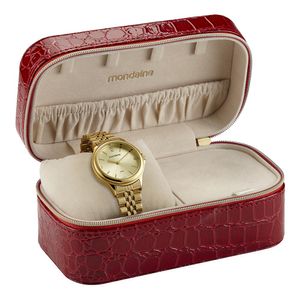 RELÓGIO MONDAINE DOURADO SOFISTICADO COM PORTA JOIA