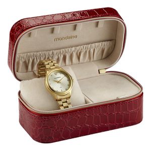 RELÓGIO MONDAINE DOURADO SOCIAL COM PORTA JOIA