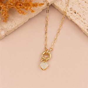 COLAR FOLHEADO A OURO CARTIER COM FECHO BOIA E CORAÇÃO DE ZIRCÔNIAS