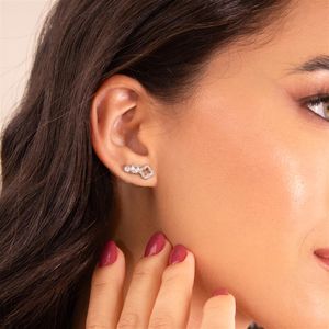 BRINCO FOLHEADO A OURO EAR CUFF COM MINI ZIRCÔNIAS E ESTRELA