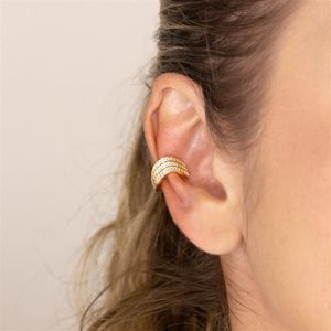 PIERCING DE ORELHA FOLHEADO A OURO DE FAIXAS TRABALHADAS