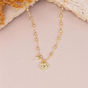 COLAR FOLHEADO A OURO DE MINI BOLINHAS E CORAÇÕES
