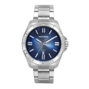 RELÓGIO MONDAINE PRATA COM MOSTRADOR AZUL