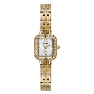 RELÓGIO MONDAINE DOURADO COM MADREPÉROLA E ZIRCÔNIAS