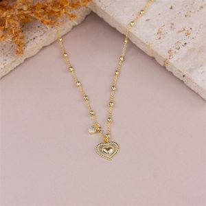 COLAR FOLHEADO A OURO COM MINI BOLINHAS E CORAÇÕES TRABALHADOS