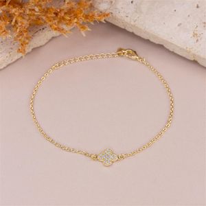 PULSEIRA FOLHEADO A OURO TREVO DE ZIRCÔNIAS CRISTAIS