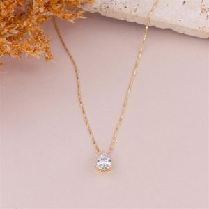 COLAR FOLHEADO A OURO VENEZIANO COM GOTA EM ZIRCÔNIA