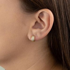 BRINCO FOLHEADO A OURO ARGOLA PEQUENA COM FAIXA DE ZIRCÔNIAS