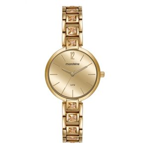 RELÓGIO MONDAINE DOURADO ESPELHADO E COM CRISTAIS