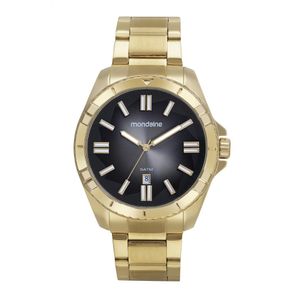 RELÓGIO MONDAINE DOURADO SOCIAL COM CALENDÁRIO