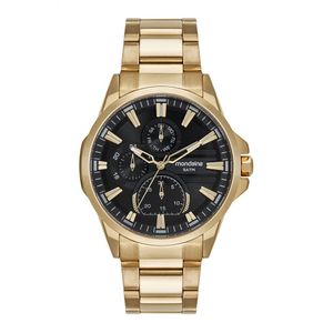 RELÓGIO MONDAINE SOCIAL DOURADO E PRETO