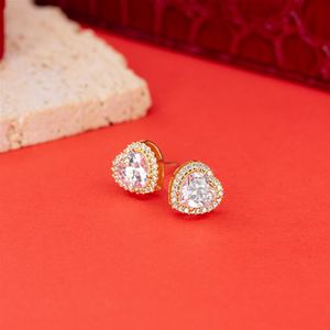 BRINCO FOLHEADO A OURO CORAÇÃO DE ZIRCÔNIAS CRISTAIS