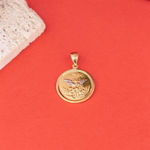 PINGENTE FOLHEADO A OURO MEDALHA COM SÃO MIGUEL