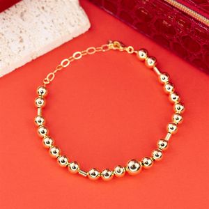 PULSEIRA FOLHEADO A OURO DE BOLAS E CANUDOS