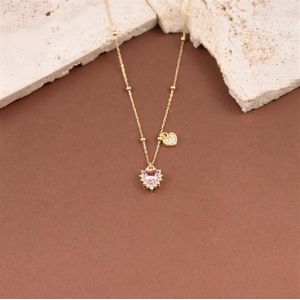 COLAR FOLHEADO A OURO DE MINI BOLINHAS E CORAÇÕES DE ZIRCÔNIAS