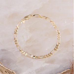 PULSEIRA FOLHEADO A OURO ELOS 3X1 E 18CM